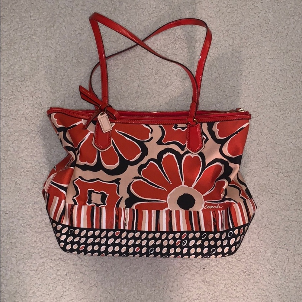 Red Floral Coach Bag